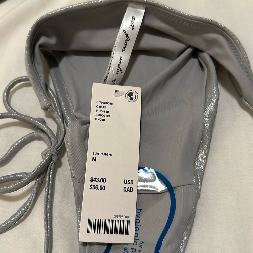 NWT UO Out From Under Isla Metallic Bandeau Bikini Set Top-Size L Bottoms-Size M - Picture 8 of 16